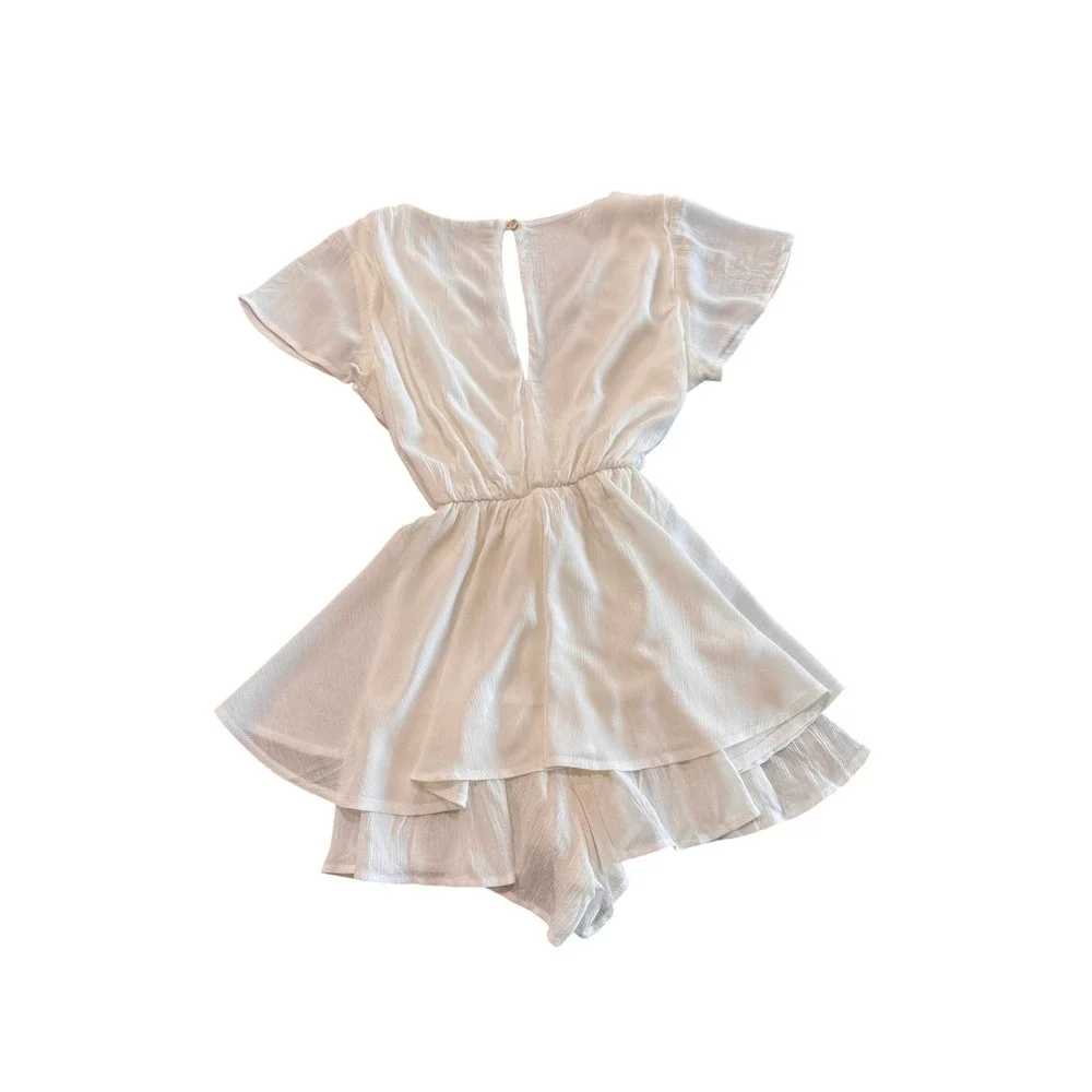 Altard State White Ruffled Tiered‎ Romper Size S Summer Beach Boho Casual Cute